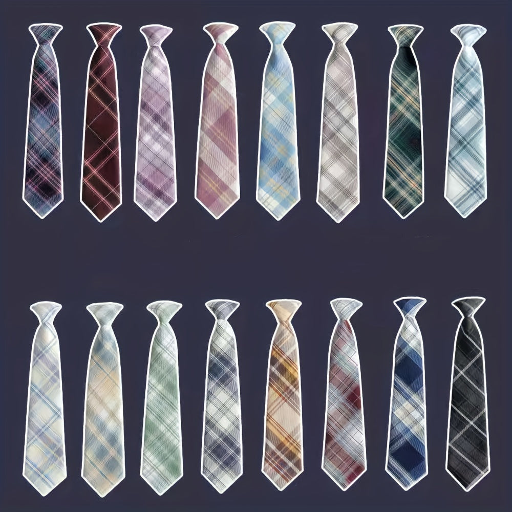 Adjustable Stripe Ties For Boys British Style Lattice Ties For School
