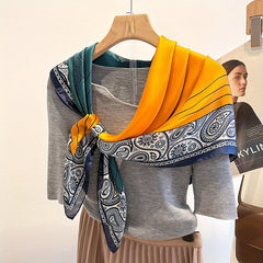 Paisley Print Shawl Square Scarf Bandana Silk Head Wrap Sunscreen Towel