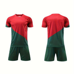 Portugal Football Jersey & Stretch Shorts Set for Kids