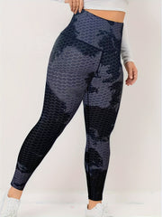 Tie Dye Bubble Textured Sports Leggings Wide Waistband