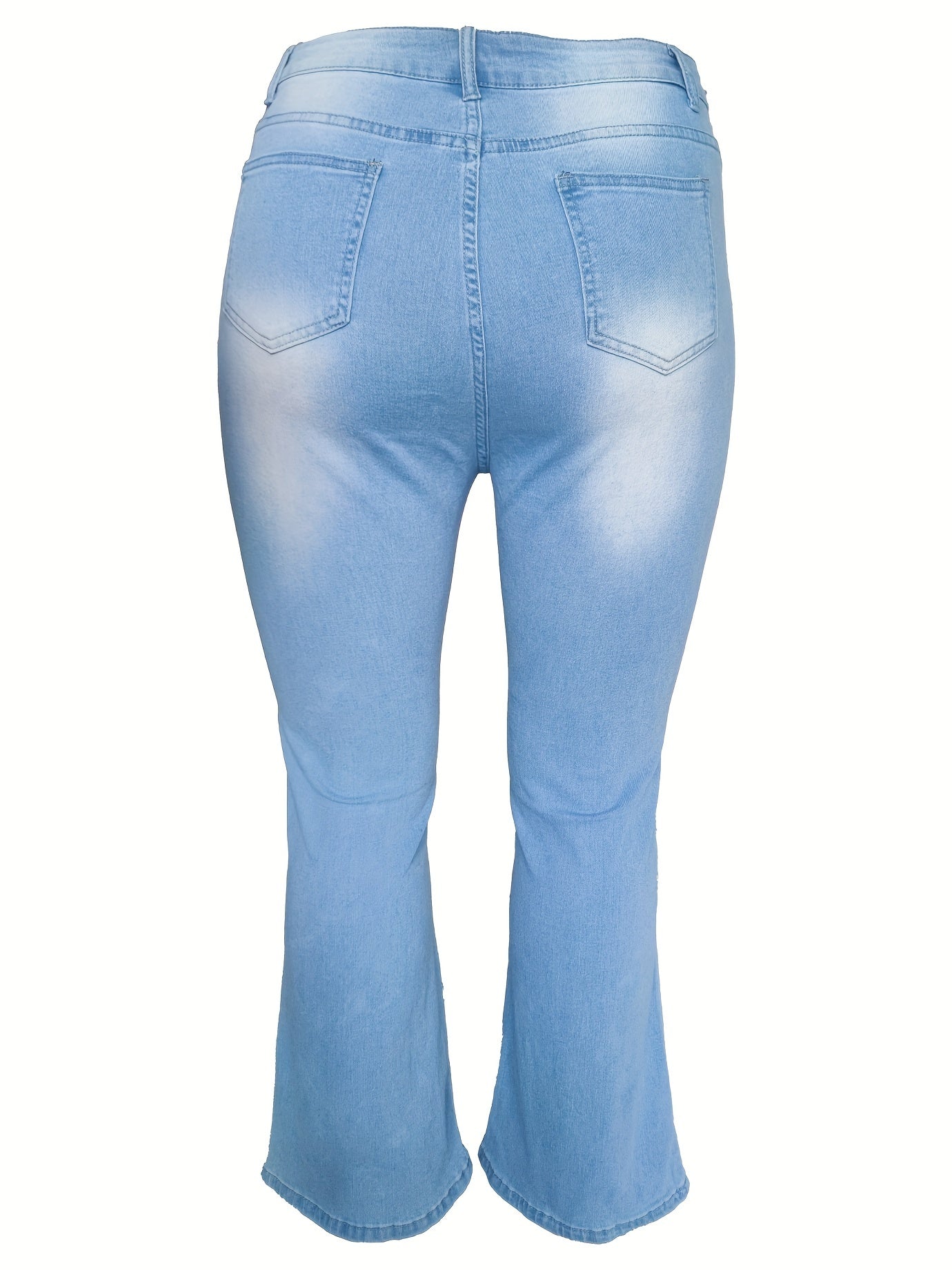 Solid High Rise Flared Leg Jeans