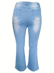 Solid High Rise Flared Leg Jeans