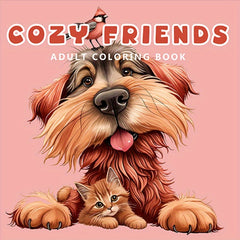 COZY FRIENDS Adult Coloring Book with Dogs & Cats - Perfect Gift for Holidays