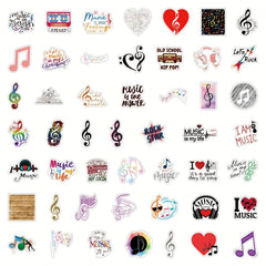 Music Themed Stickers for Water Bottles, Laptops, Guitars