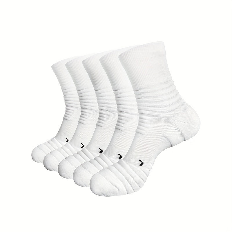 5Pairs Outdoor Basketball Socks for Men Running Training