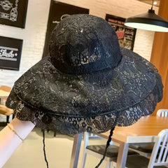 Embroidery Wide Brim Sun Hat UV Protection