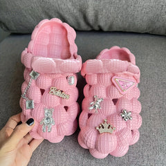 Women's Bubble Slippers With Charm Closed Round Toe Slippers