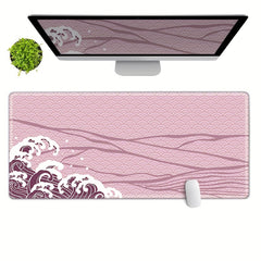 Pink Wave Gaming Mouse Pad Large Desk Mat 35.4x15.7 Inch
