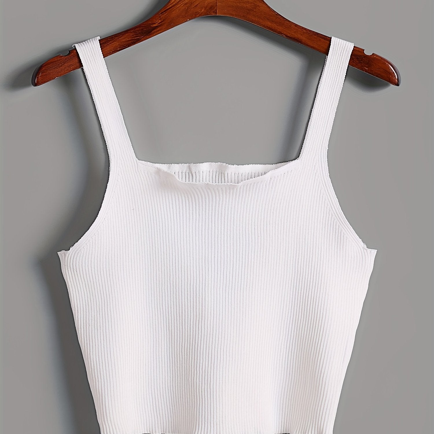 Ribbed Square Neck Tank Top