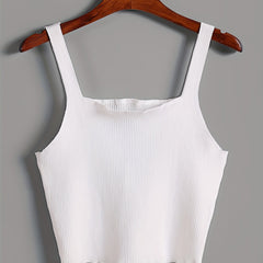 Ribbed Square Neck Tank Top