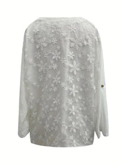 Solid Floral Embroidered Button Up Shirt