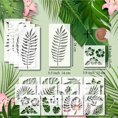 16 Pcs Tropical Leaf Stencil Fern Monstera Palm Leaf Painting Stencil