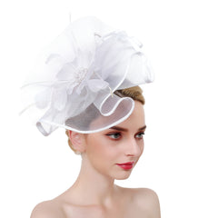 Crin Ruffle Wavy Disc Fascinator Hat with Feather Flower