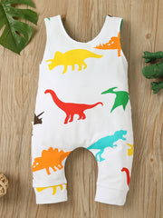 Dinosaur Print Romper Sleeveless Jumpsuit for Baby