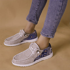 Women's Lace Up Low Board Shoes Lightweight Slip on Casual Flat Shoes
