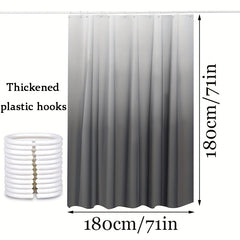 Grey Gradient PEVA Shower Curtain Set with Plastic Hooks 180x180cm
