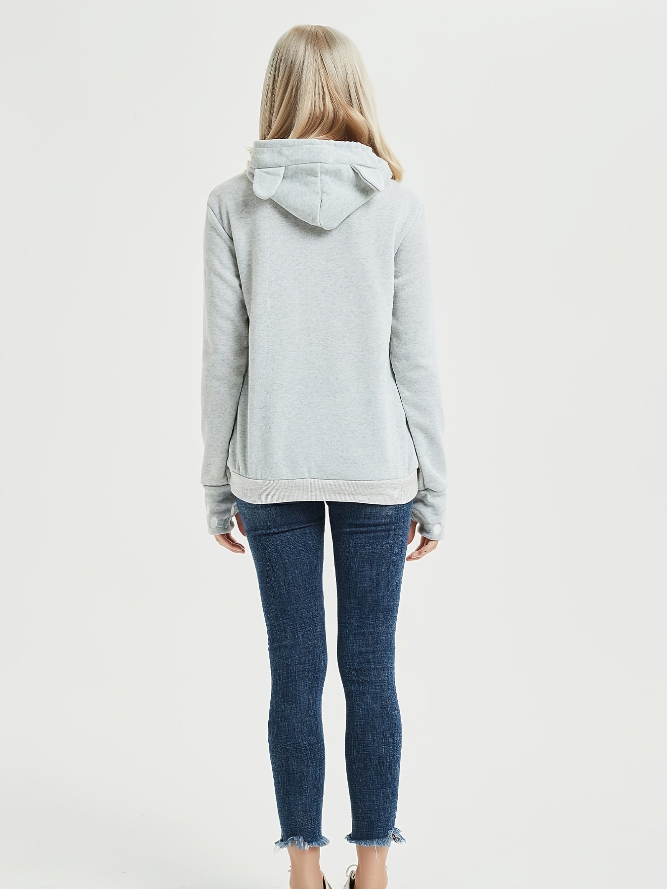 Cat Paw Pattern Pocket Hoodie Long Sleeve Hoodies