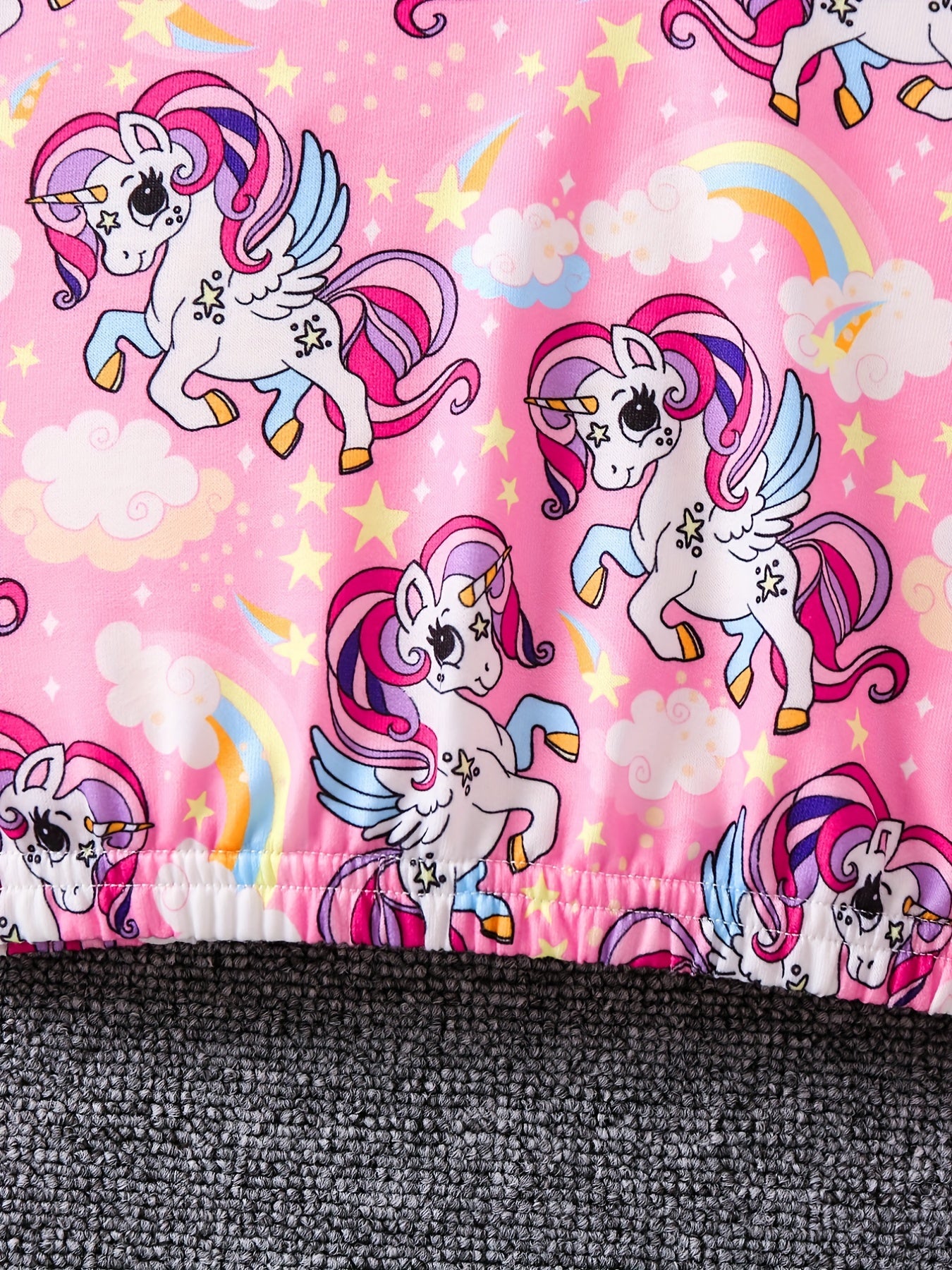 Girls Unicorn Full Print Hoodie Cropped Sweatshirt Pullover
