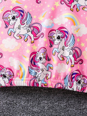 Girls Unicorn Full Print Hoodie Cropped Sweatshirt Pullover