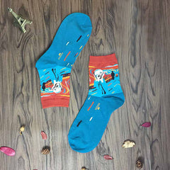 Retro Style Funny Pattern Crew Socks Women's Stockings