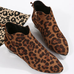 Women's Block Heel Short Boots Pointed Toe Side Zipper Comfortable Low Heel Boot