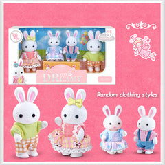 4pcs Rabbit Family Doll Set Random Clothes Perfect for 3 Year Olds