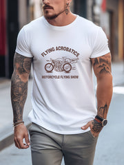 Retro Motorcycle Print Men's Graphic Crew Neck T-shirt