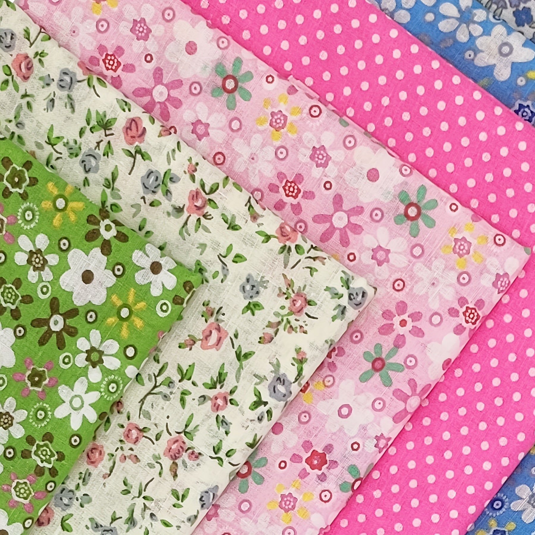 12pcs Rainbow Series Cotton Patchwork Fabric Flowers Precut Different Pattern