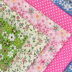 12pcs Rainbow Series Cotton Patchwork Fabric Flowers Precut Different Pattern