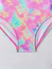Girls Tie Dye Iridescent One Piece Bikini Swimsuit