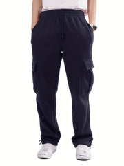 Men's Cargo Pants Drawstring Straight Leg Casual Overalls