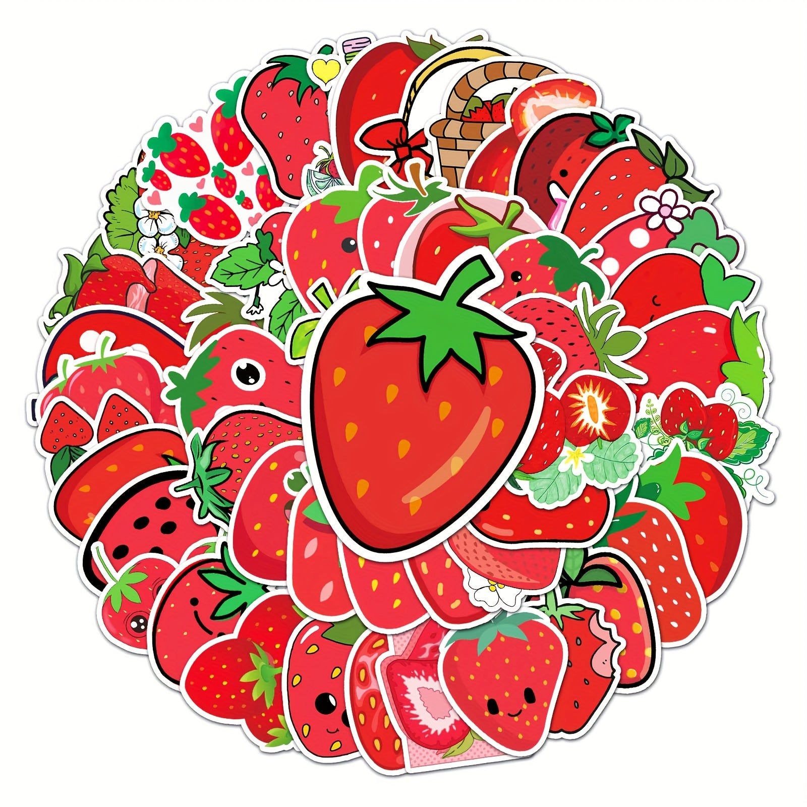 50pcs Strawberry Waterproof Stickers Water Bottles Laptop Luggage