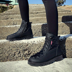 Women's Quilted Snow Boots Round Toe Lace Up Ankle Boots