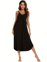 V Neck Spaghetti Strap Sleep Dress Women's Sleepwear
