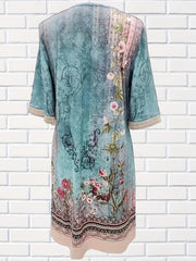 Women's Floral Lace Sleeve V Neck Dress