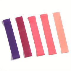 5 Pink Gradient Yoga Bands - Silicone Resistance Straps for Women & Men