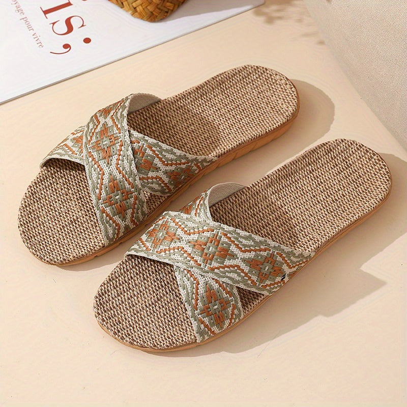Minimalist Linen Lightweight Non Slip Open Toe Slides