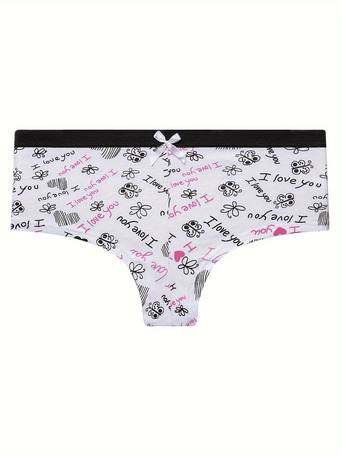 6pcs Heart Print Panties Comfy & Breathable Intimates Women's Lingerie