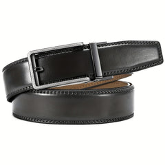 Men's Real Cowhide Leather Belt Brown Pin Buckle Middle Aged Youth