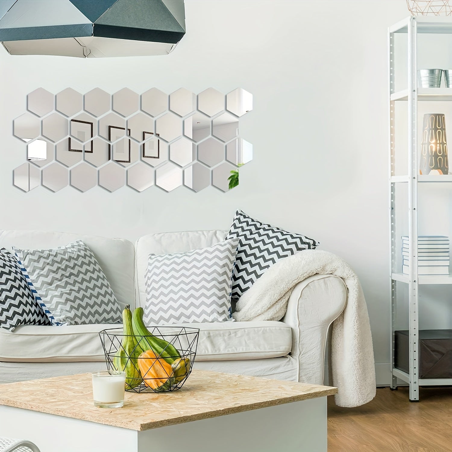 12 Removable Acrylic Mirror Set Wall Sticker Decal Hexagonal Mirror Tile Decal