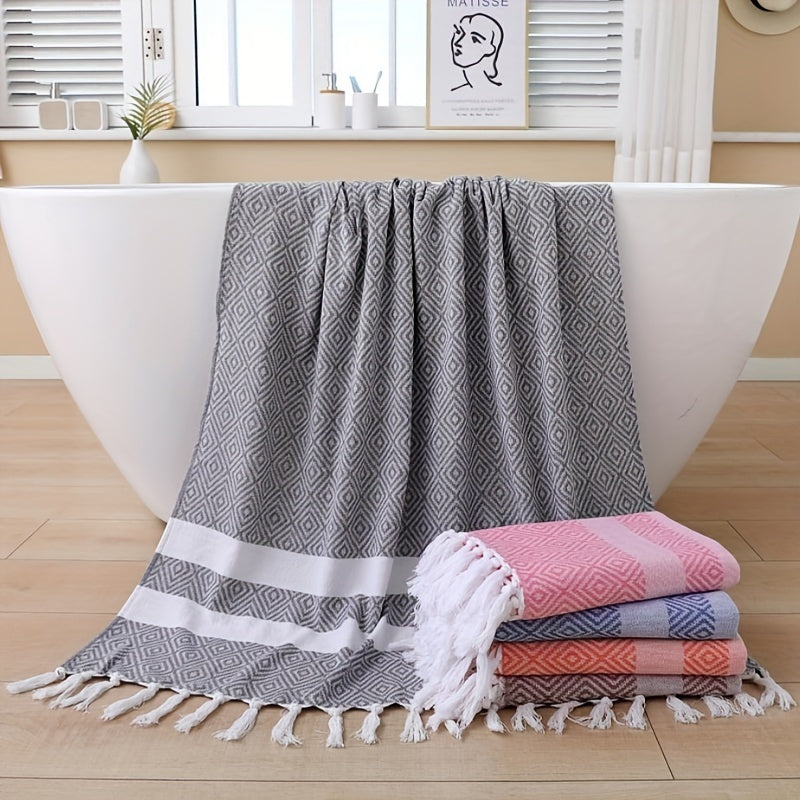 Cotton Woven Beach Towel Soft Bath Sheet Quick Dry 100x180cm
