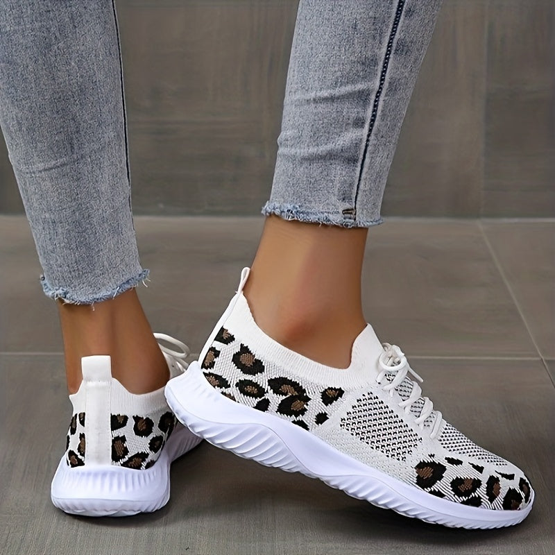 Leopard Pattern Breathable Running Shoes for Women