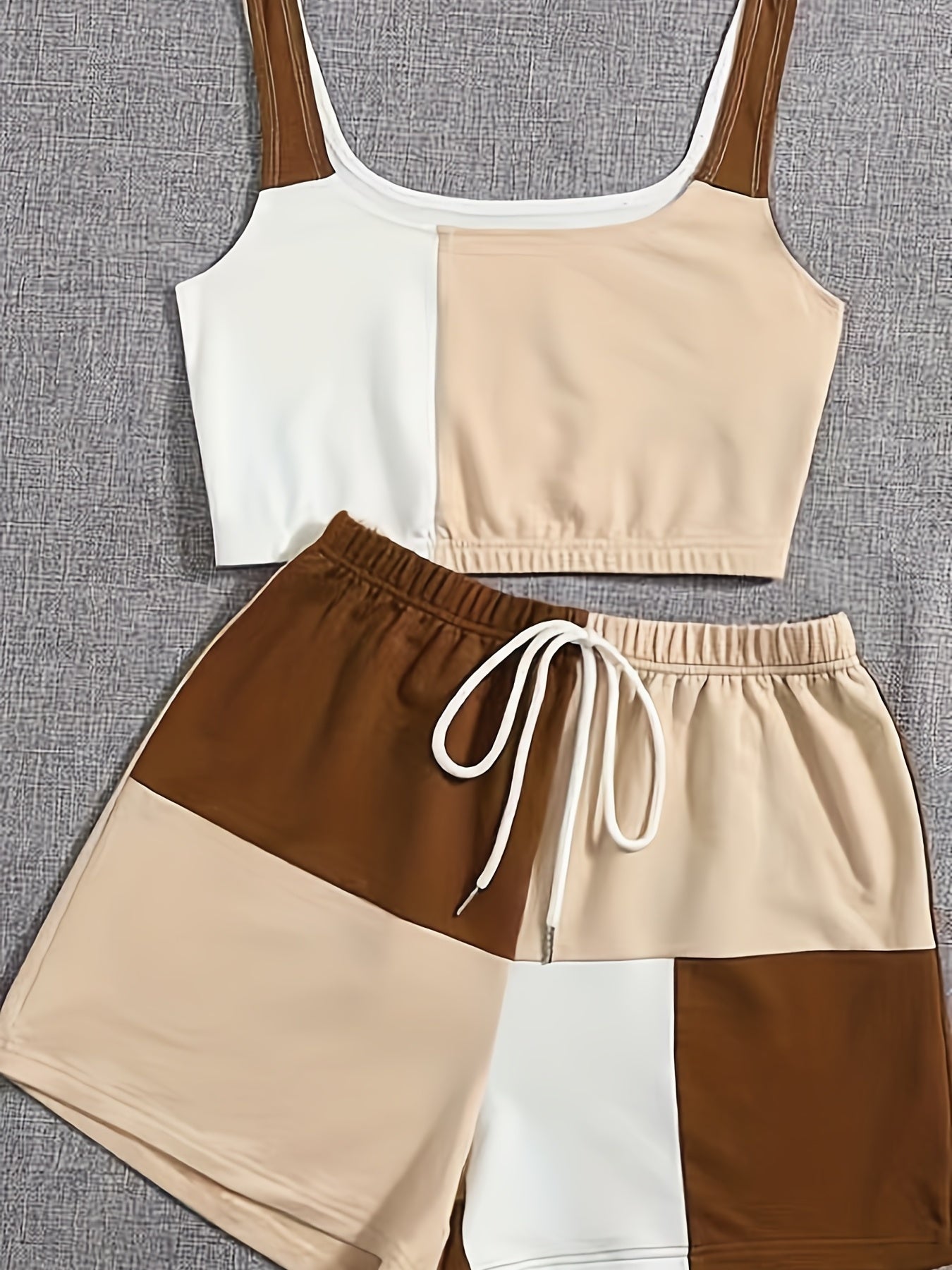 Sleeveless Crop Tank Top & Elastic Waist Shorts Set