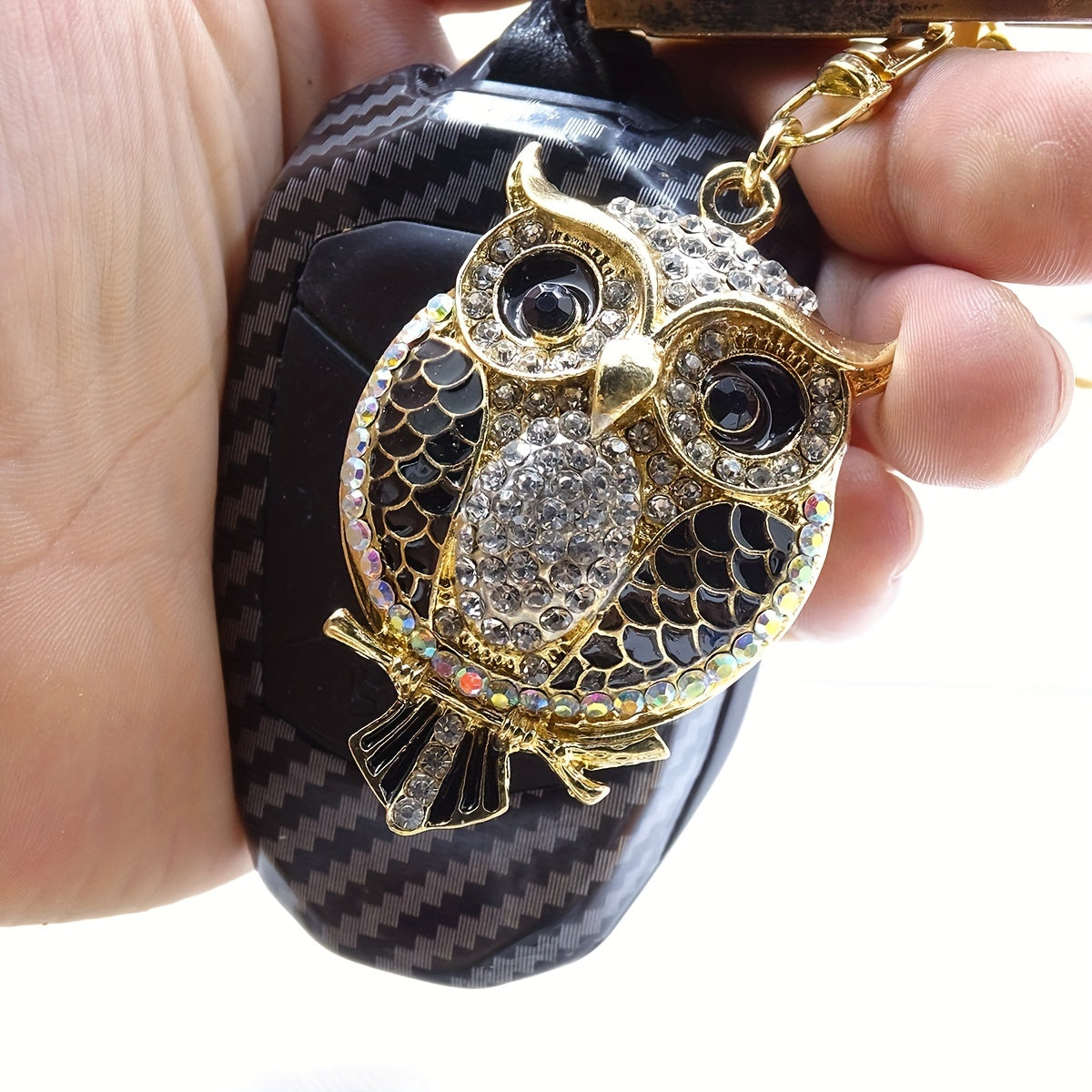 Owl Rhinestone Keychain Pendant Enamel Alloy Bag Ornament