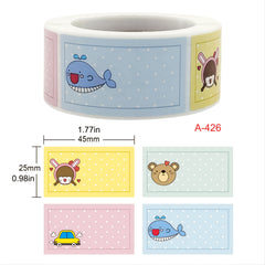 250pcs Cartoon Name Tag Stickers Roll