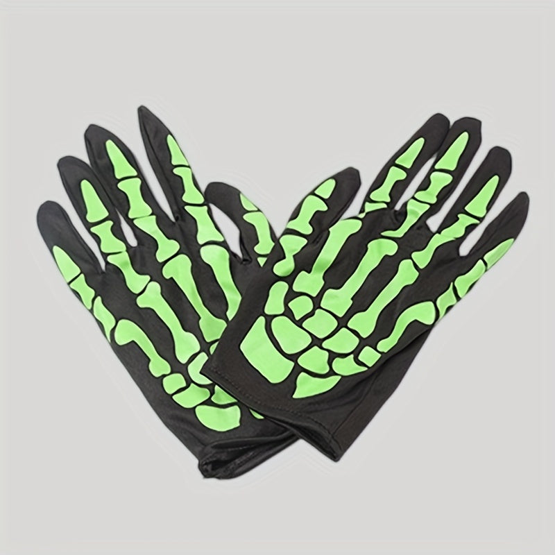 Skull Gloves Halloween Ghost Gloves Party Props Yellow Green Gloves