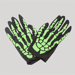 Skull Gloves Halloween Ghost Gloves Party Props Yellow Green Gloves