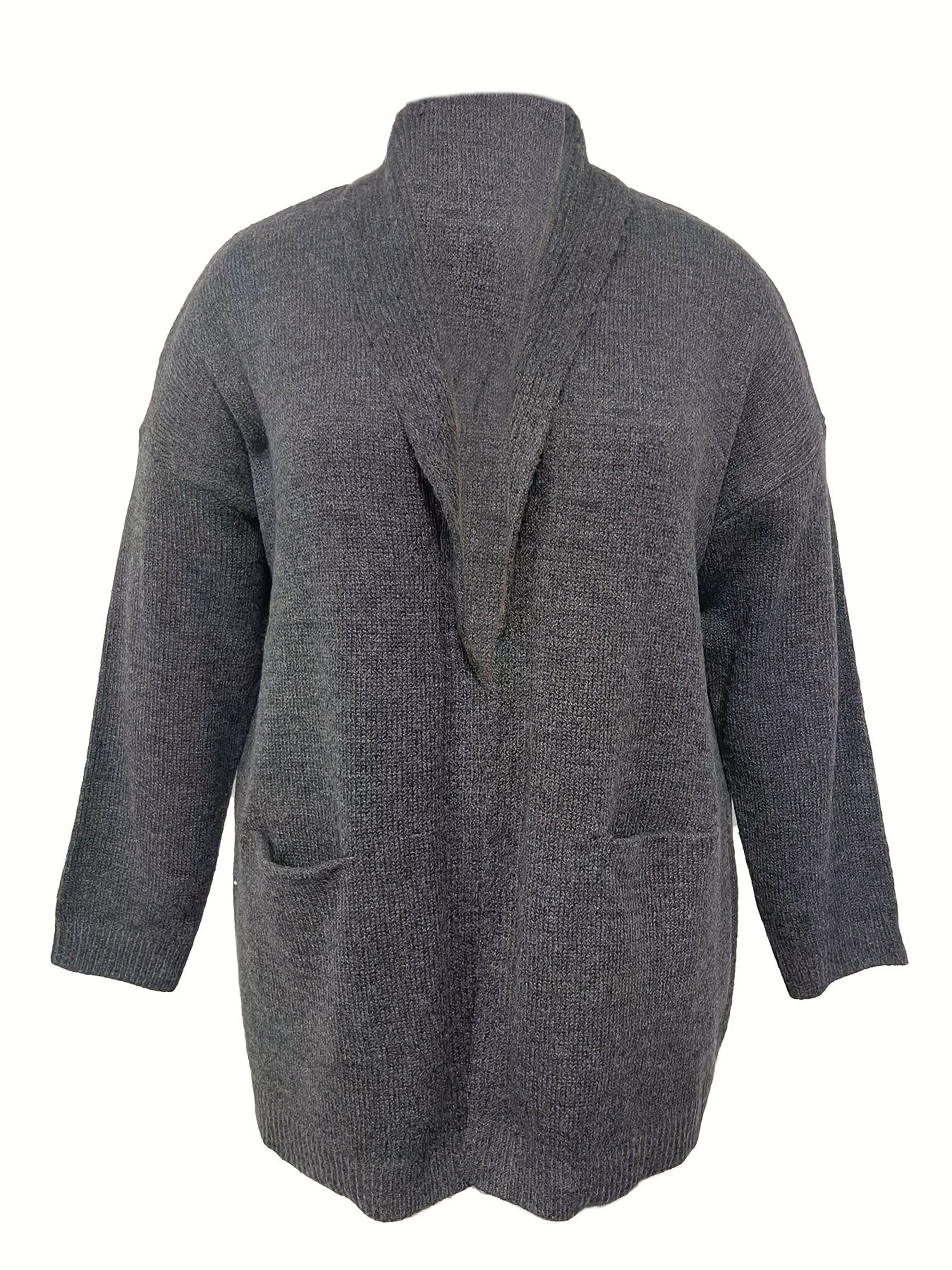 Solid Long Sleeve Shawl Collar Cardigan