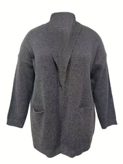 Solid Long Sleeve Shawl Collar Cardigan