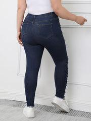 Women's Plus Button Fly Distressed High Skinny Jeans